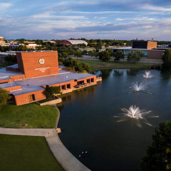 A picture of campus taken by a drone.